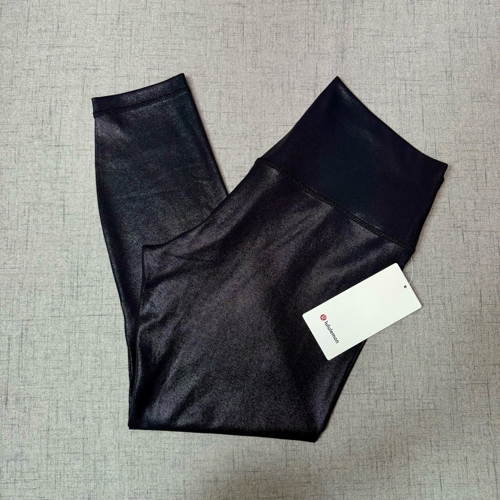 Lululemon Align High Rise Pant Leggings Shine Radiant Foil Black Print 14 NWT - Picture 5 of 13